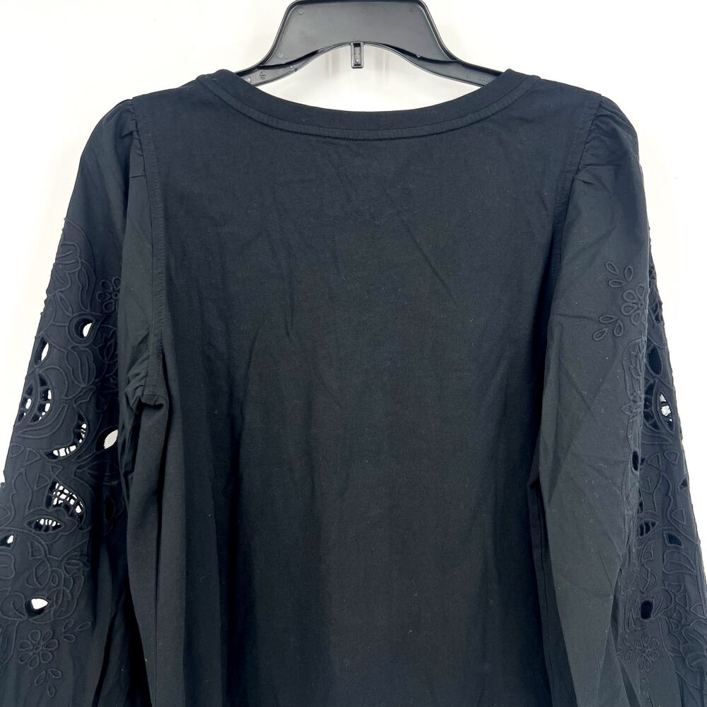 LILLY PULITZER Womens Isley Knit Top Large Black Long Eyelet Sleeves NWT - Picture 10 of 15
